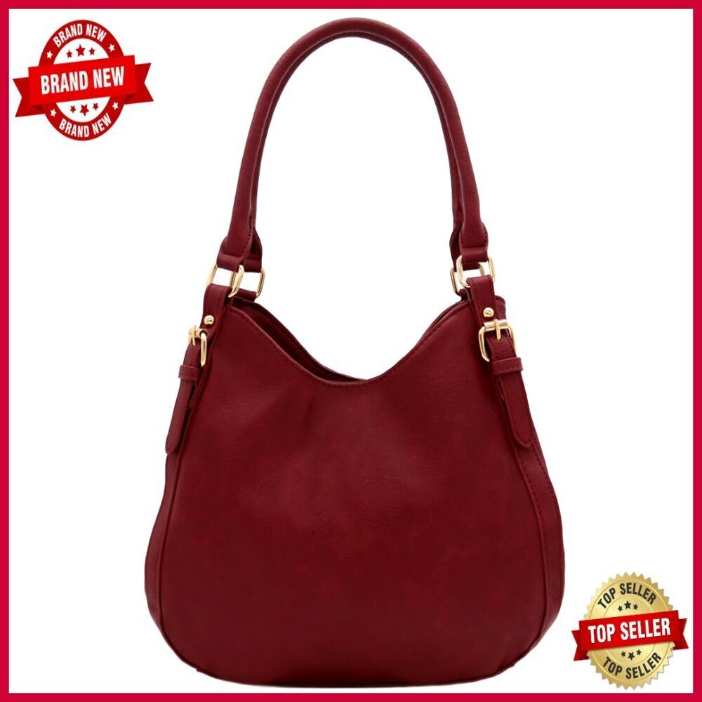 Medium Hobo Bag with 3 Compartments, Faux Leather, Lightweight Everyday